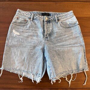 Distressed Denim Bermuda Shorts